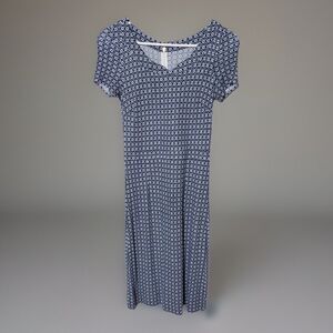 Tory Burch Women's Short Sleeve Blue Geometric Print Dress XS Casual Vibe